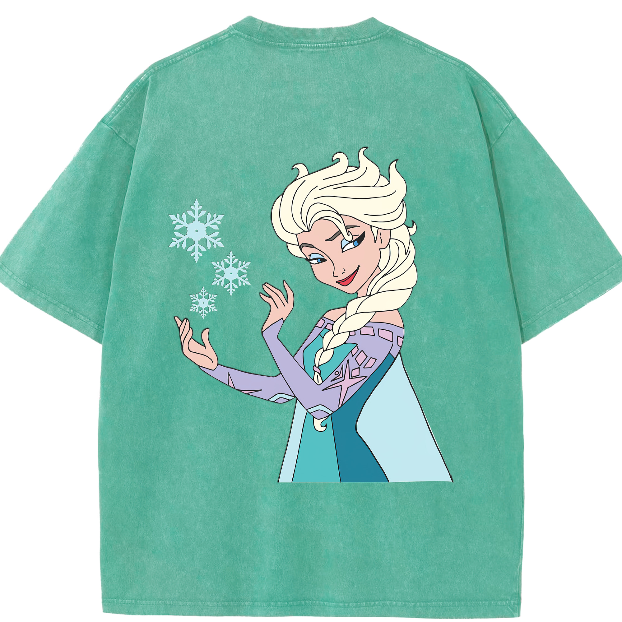 （画像用） アナと雪の女王 アンナ エルサ Frozen Anna Elsa 綿100% ヴィンテージ風 半袖Tシャツ（背面プリント）